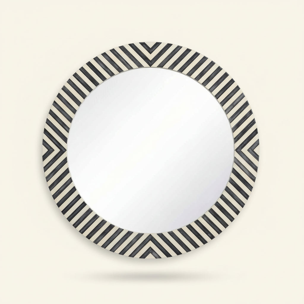 Bone Inlay Mirror Handmade Round Home DÃ©cor Design Art Wall Wooden Gift