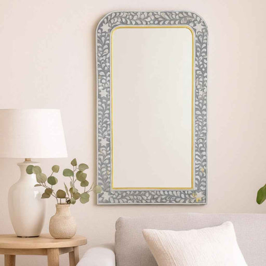Mother of Pearl Inlay Mirror Handmade Wall Mirror for Bathroom, Bedroom & Living