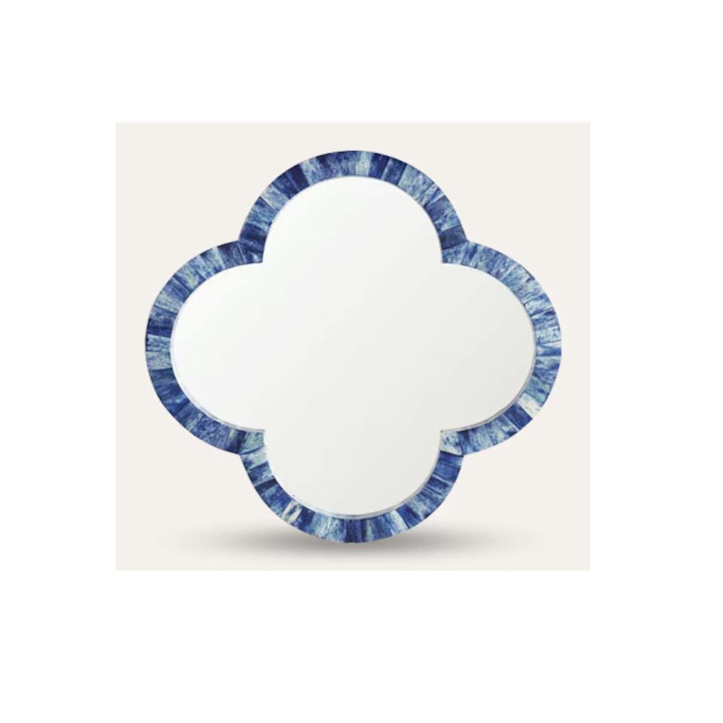 Bone Inlay Round Mirror Frame, Modish Blue Floral Pattern
