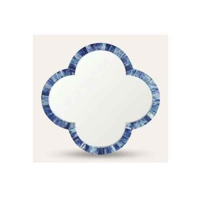 Bone Inlay Round Mirror Frame, Modish Blue Floral Pattern