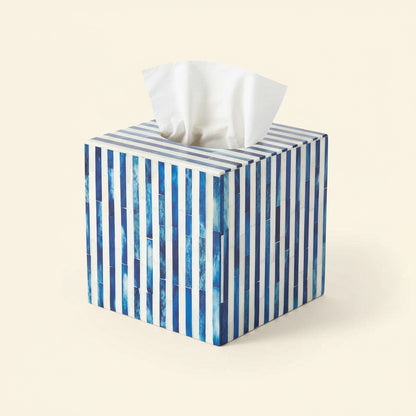 Blue Stripe Bone Inlay Tissue Box