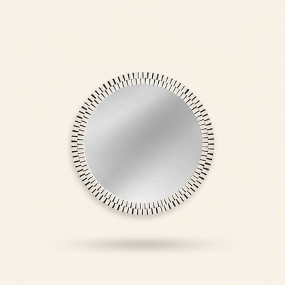 Bone Inlay Round Mirror Frame White Stripe Pattern