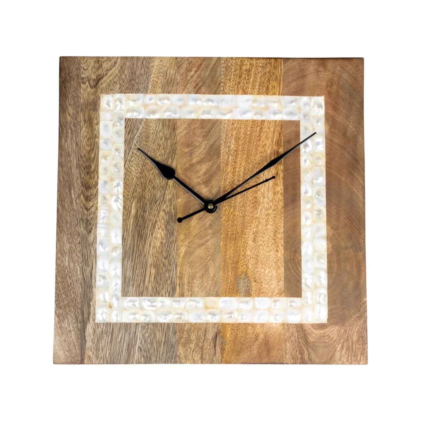 Bone Inlay Wall Clock | Chevron Design White and Grey Clock | Wall Decor Clock