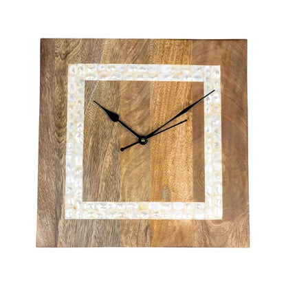 Bone Inlay Wall Clock | Chevron Design White and Grey Clock | Wall Decor Clock