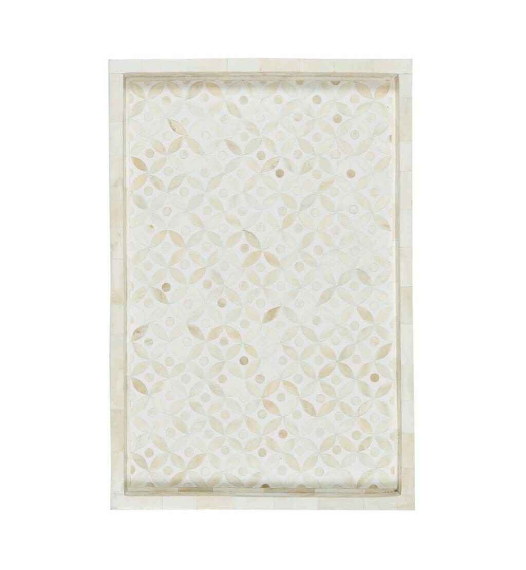 Bone Inlay Geometric Star Design Tray in White Color