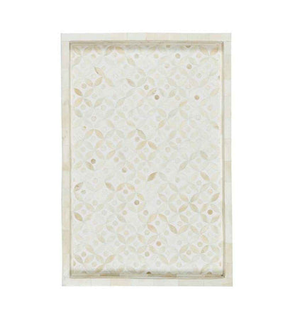 Bone Inlay Geometric Star Design Tray in White Color