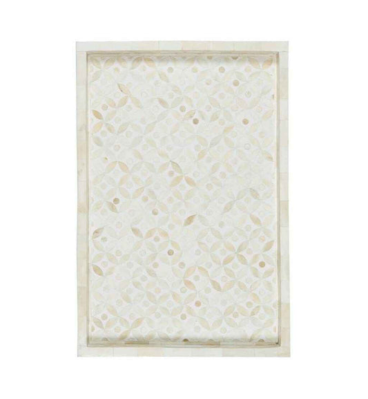 Bone Inlay Geometric Star Design Tray in White Color