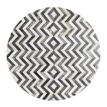Zahra Round Side Table, Solid Bone Inlay Top with Curved Metal Legs, Modern E...