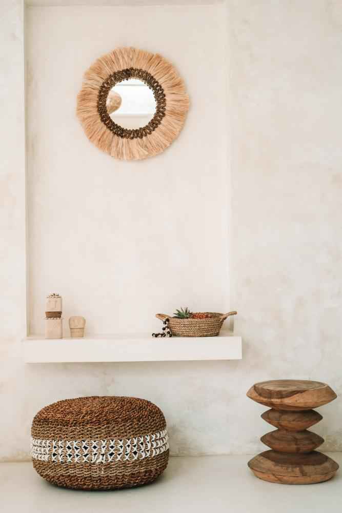 SEAGRASS MACRAME POUF | NATURAL