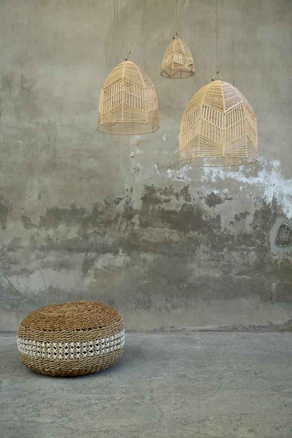 SEAGRASS MACRAME POUF | NATURAL