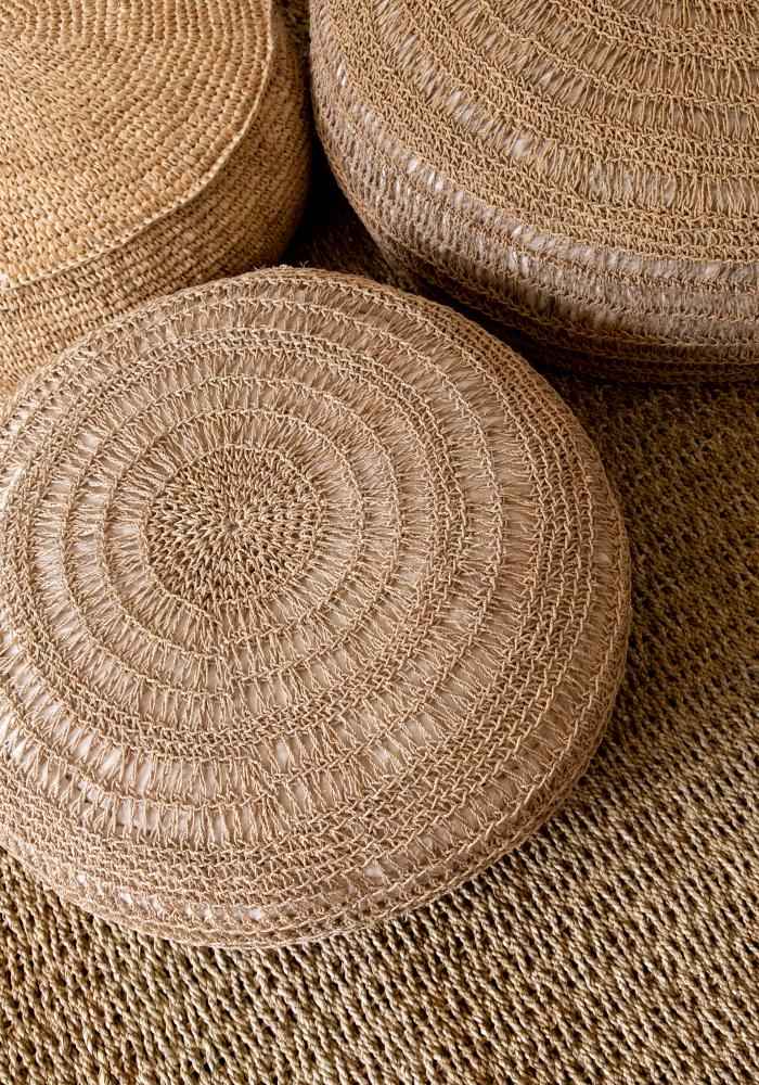 SEAGRASS POUF + COFFEE TABLE | NATURAL