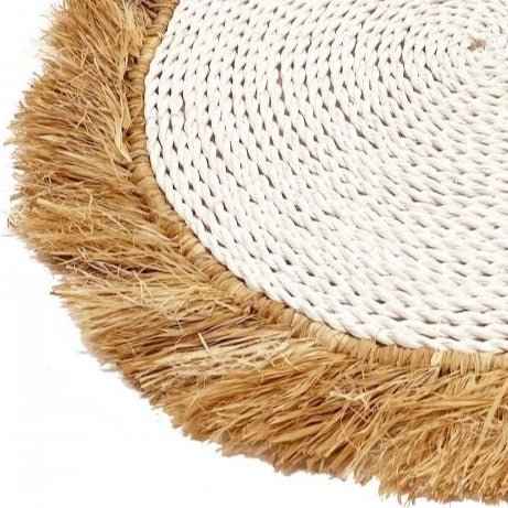 SEAGRASS RAFFIA PLACEMAT | NATURAL + WHITE | SET OF 4