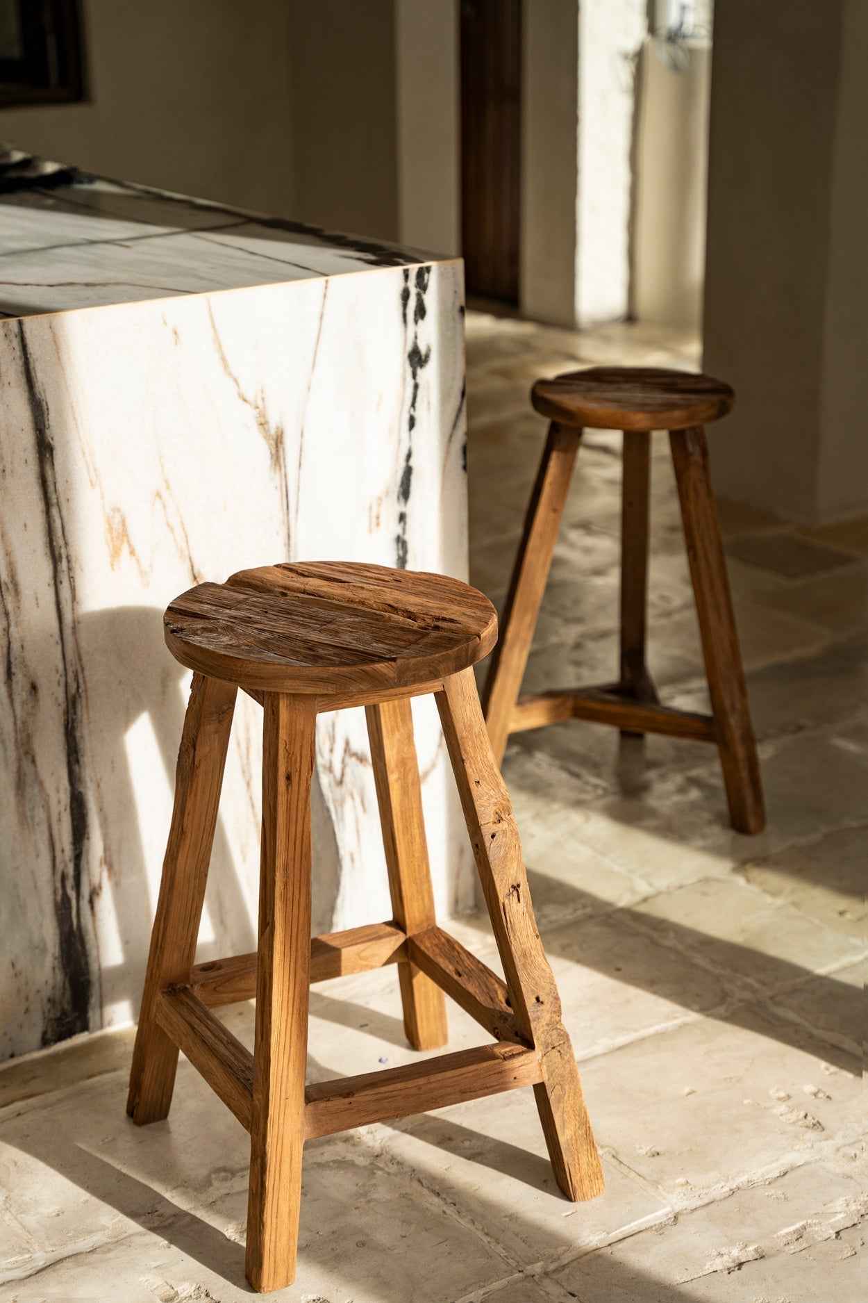 SHIBORI STOOL | RECLAIMED TEAK | IN-OUTDOORS
