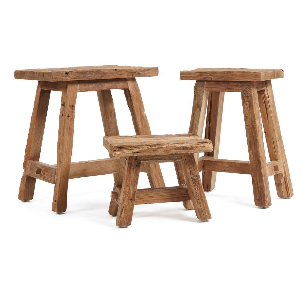 SHOJU STOOL +SIDE TABLE | RECLAIMED TEAK | IN-OUTDOORS | MEDIUM