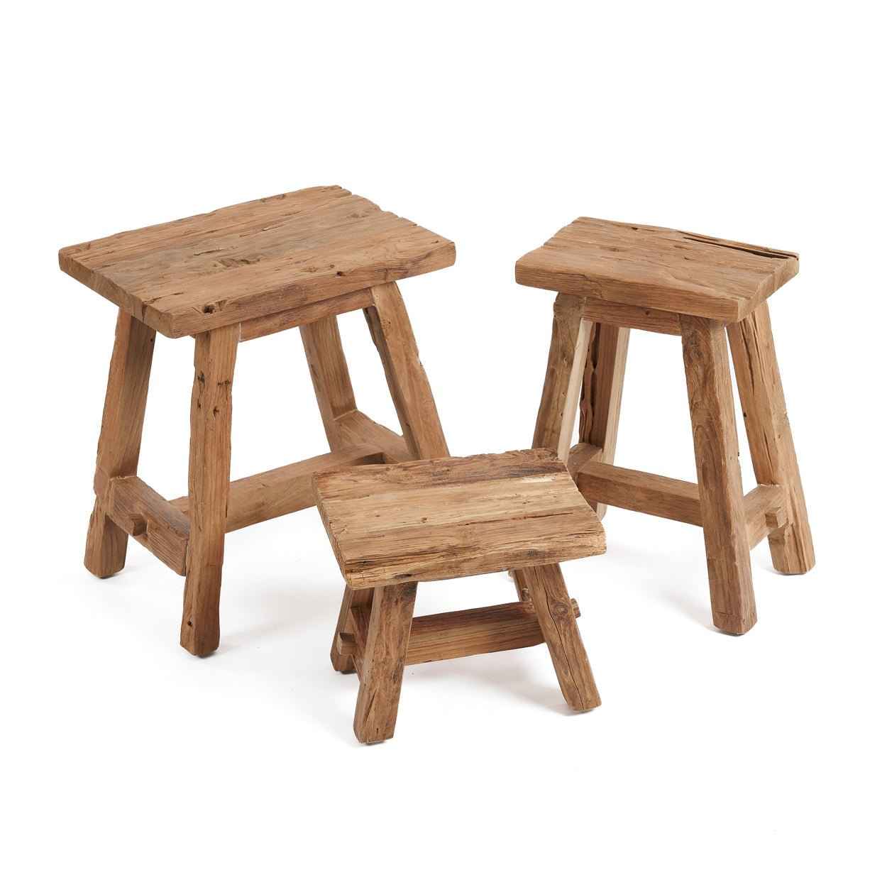 SHOJU STOOL +SIDE TABLE | RECLAIMED TEAK | IN-OUTDOORS | SMALL