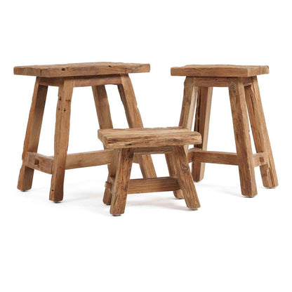 SHOJU STOOL +SIDE TABLE | RECLAIMED TEAK | IN-OUTDOORS | SMALL