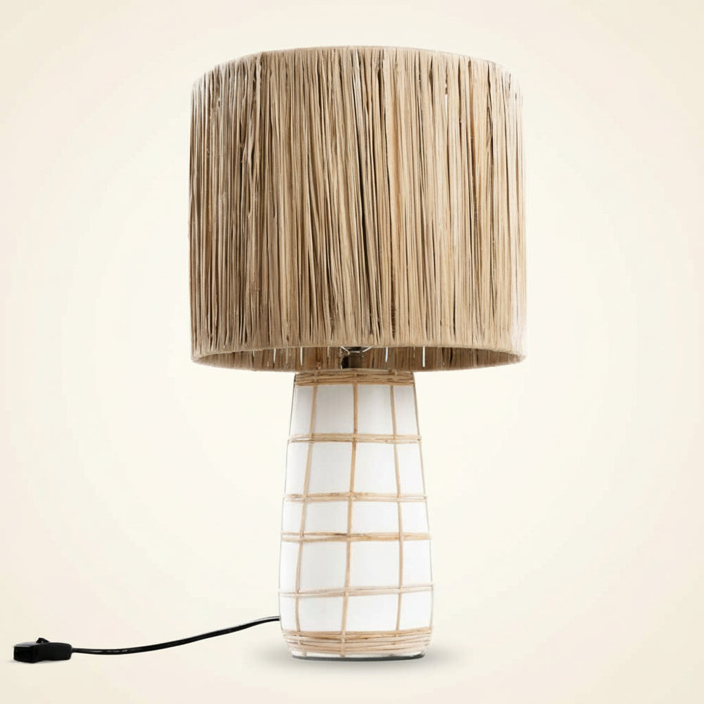SKIATHOS TABLE LAMP | WHITE + NATURAL