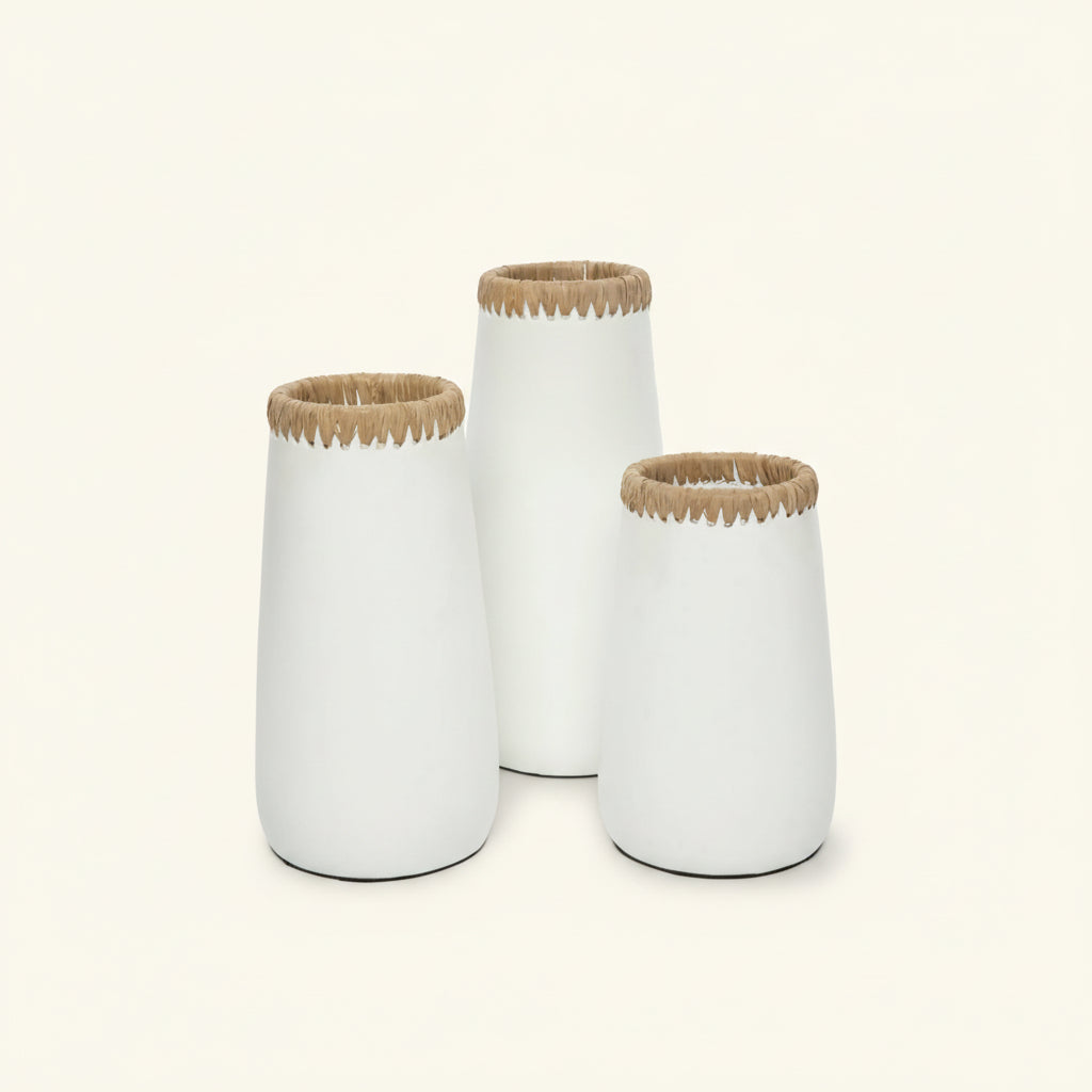 SNEAKY VASE | WHITE + NATURAL | 3 SIZES
