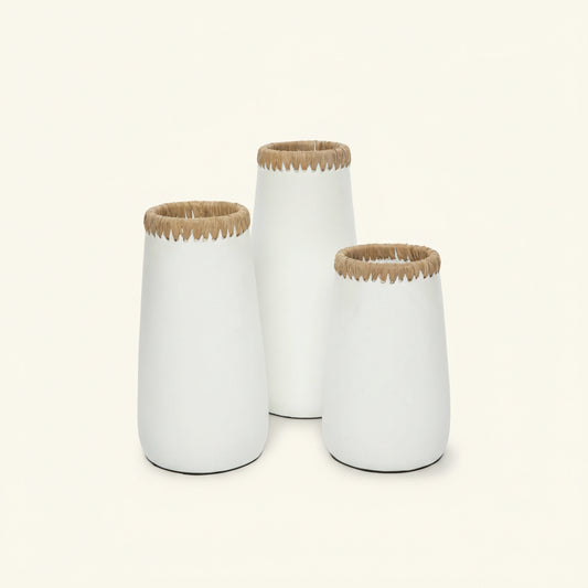 SNEAKY VASE | WHITE + NATURAL | 3 SIZES
