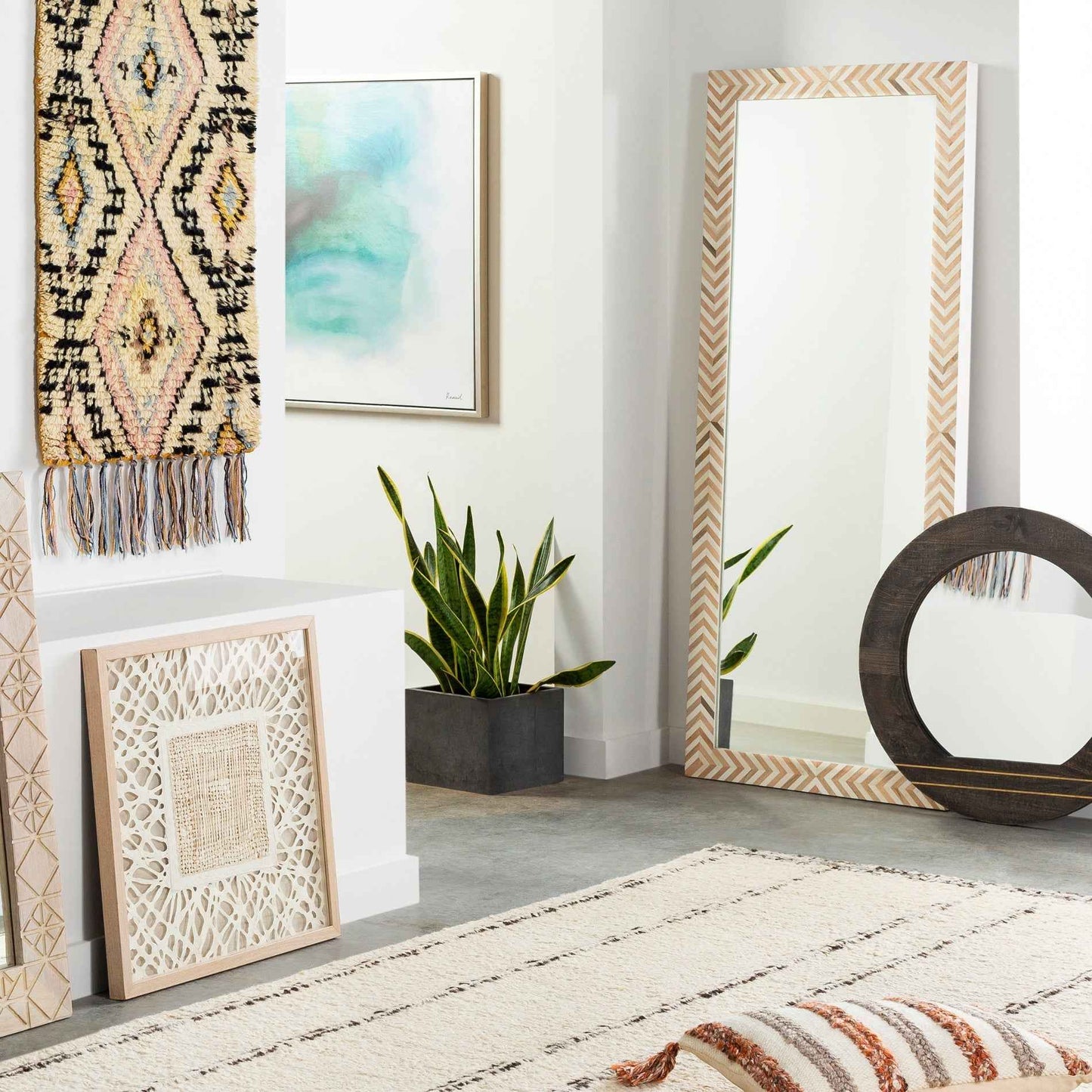 SOCAL CHEVRON STRIPED FLOOR MIRROR