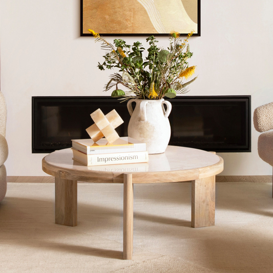 SOFITA MARBLE + MANGO WOOD COFFEE TABLE