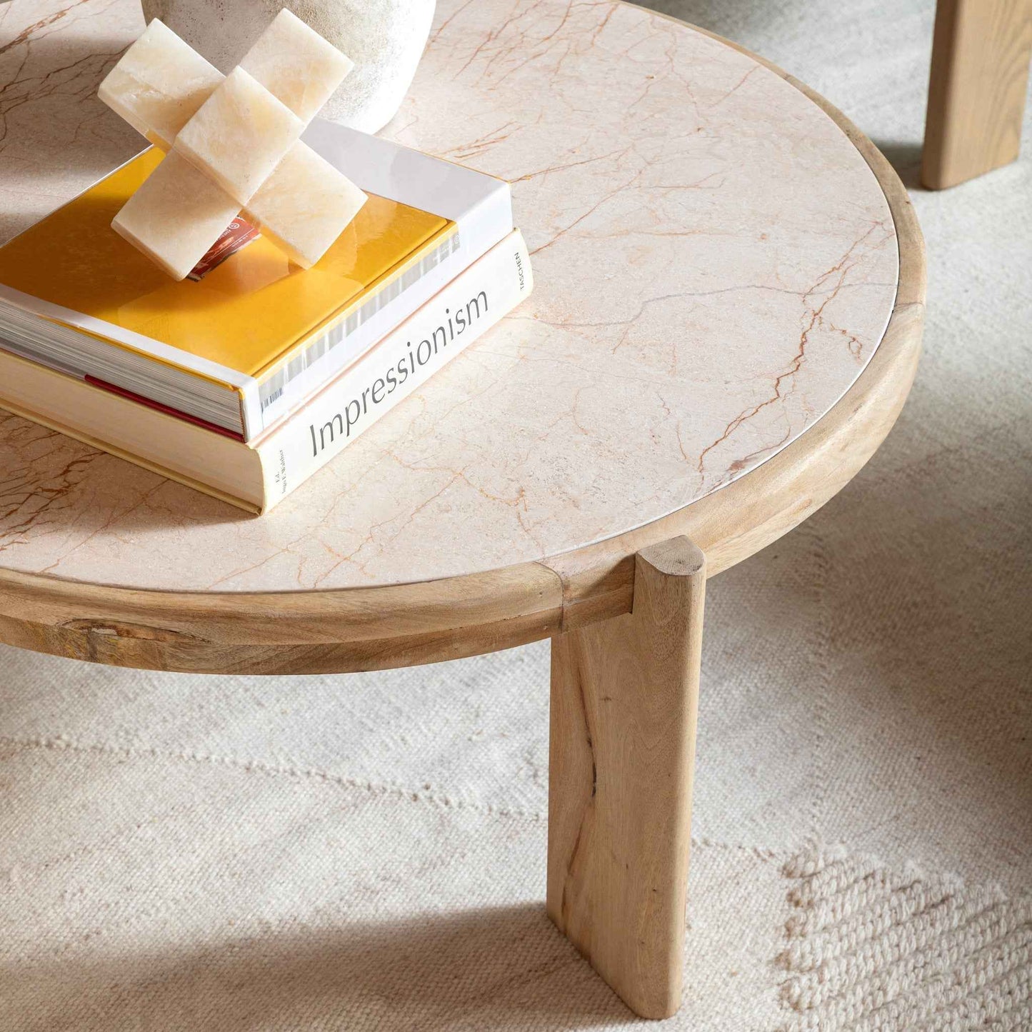 SOFITA MARBLE + MANGO WOOD COFFEE TABLE
