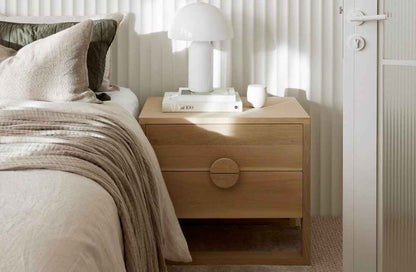 SOLARIS (BED)SIDE TABLE | ROUND HANDLE | BLOND OAK