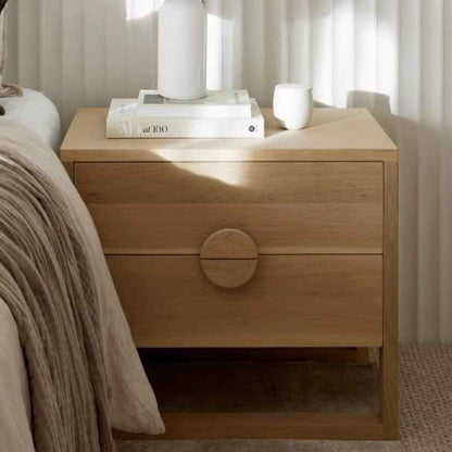 SOLARIS (BED)SIDE TABLE | ROUND HANDLE | BLOND OAK