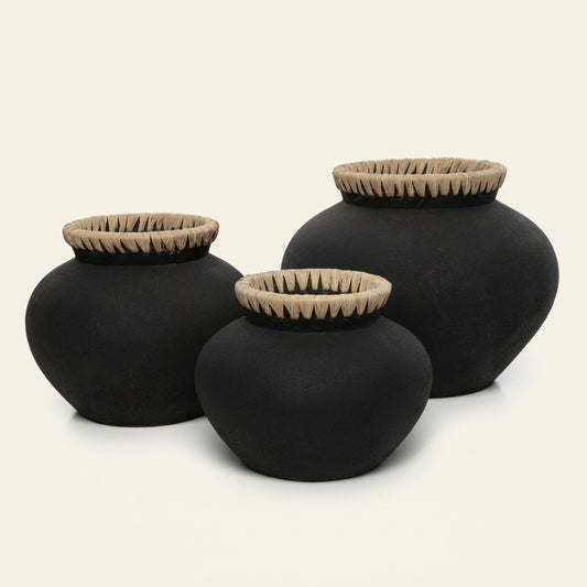 STYLY VASE | BLACK + NATURAL | 3 SIZES