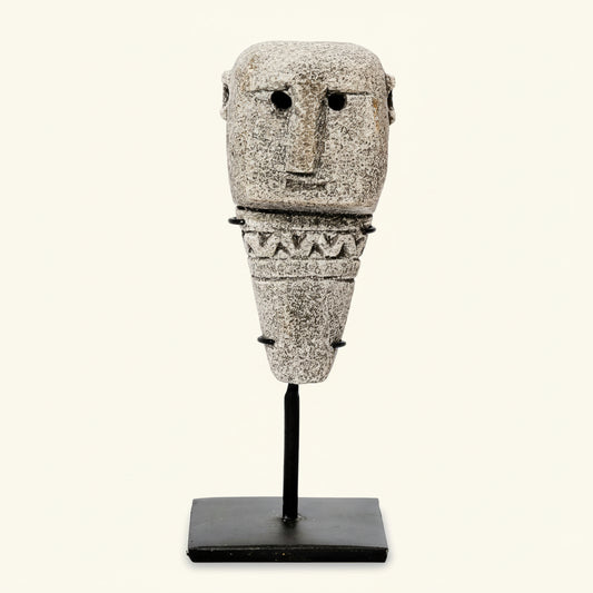 SUMBA STONE STATUE #10 ON STAND / GREY