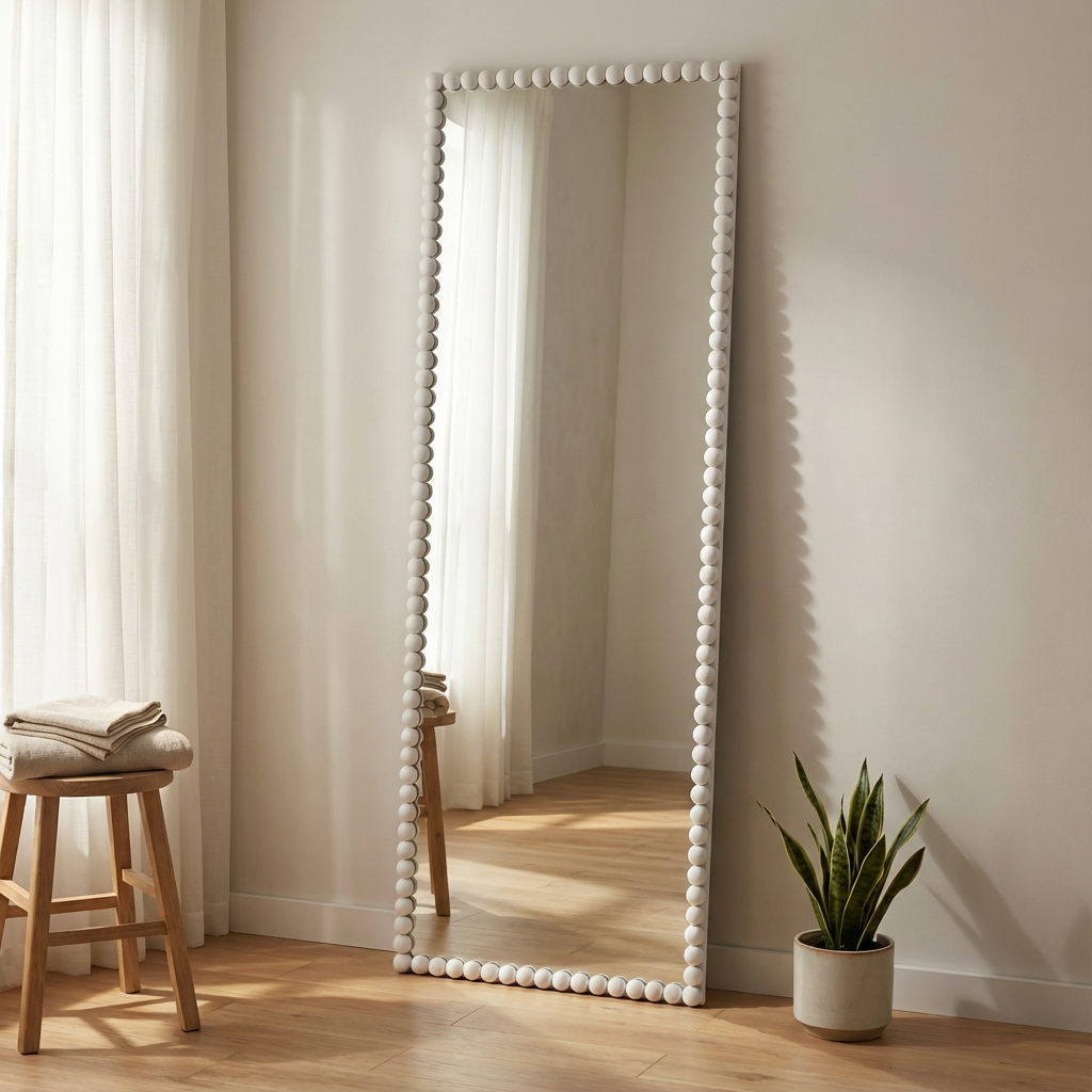 SERNA SATIN WHITE DRESSING MIRROR