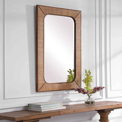 TAHITI WOVEN RATTAN MIRROR