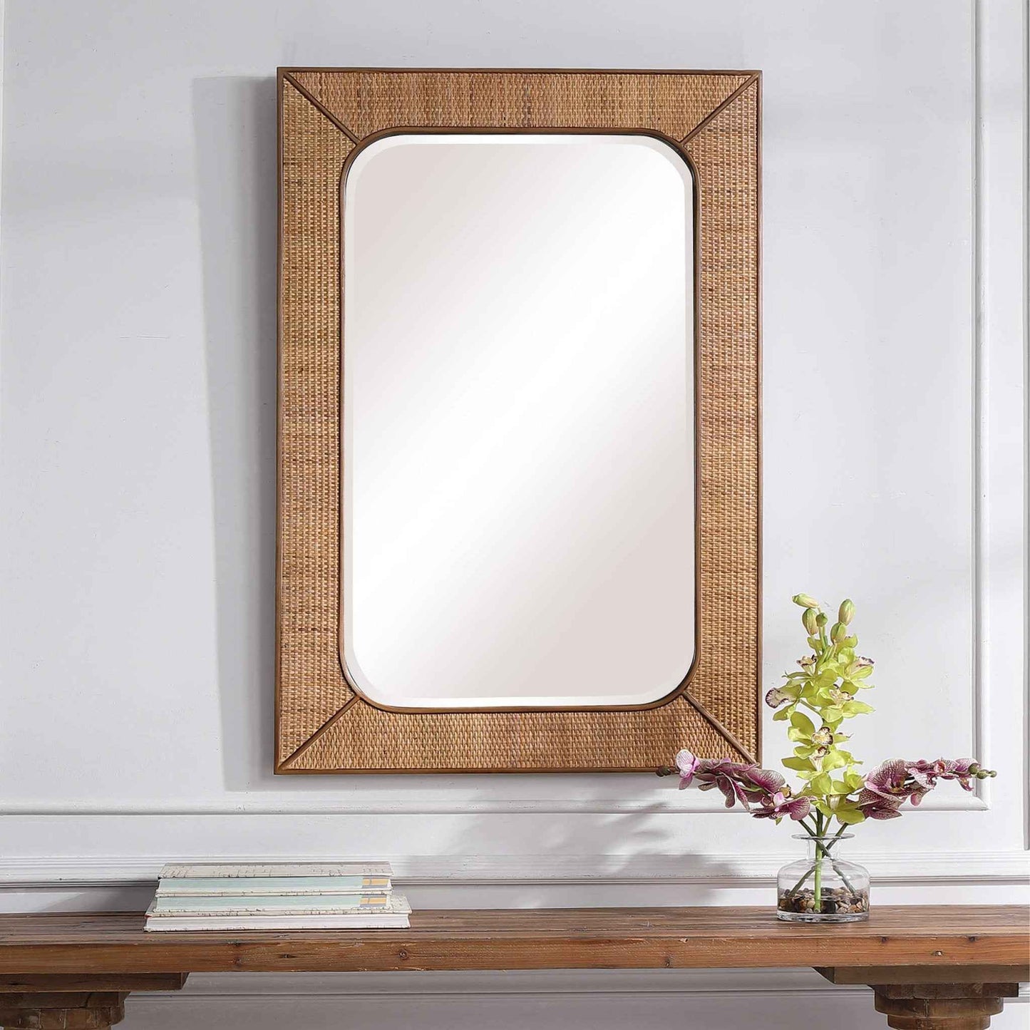TAHITI WOVEN RATTAN MIRROR