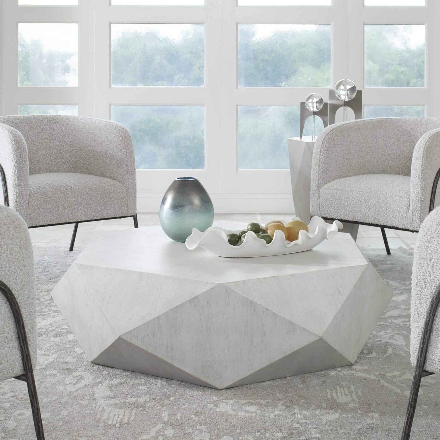 TAMBORA COFFEE TABLE: WHITE CERUSE