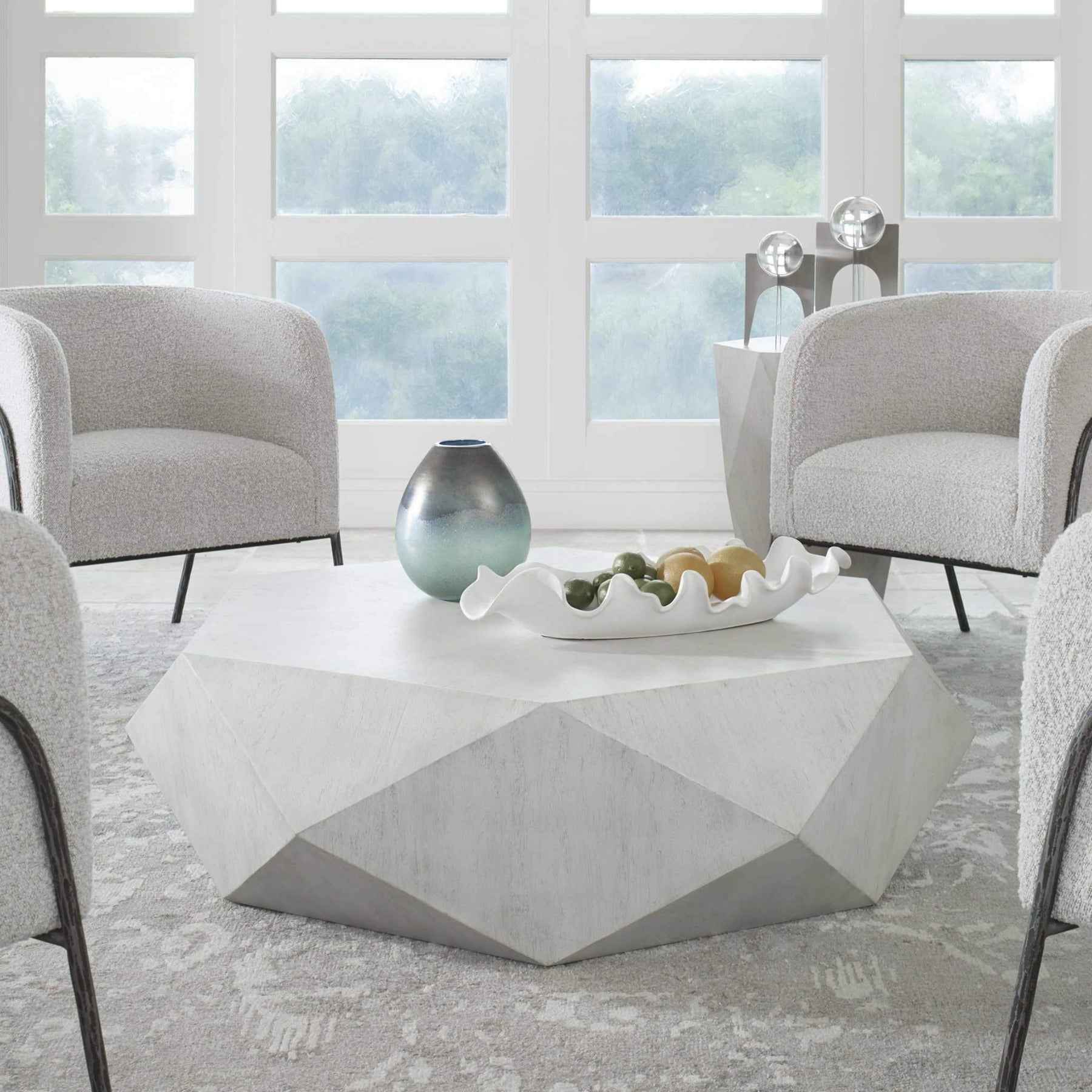 TAMBORA COFFEE TABLE: WHITE CERUSE