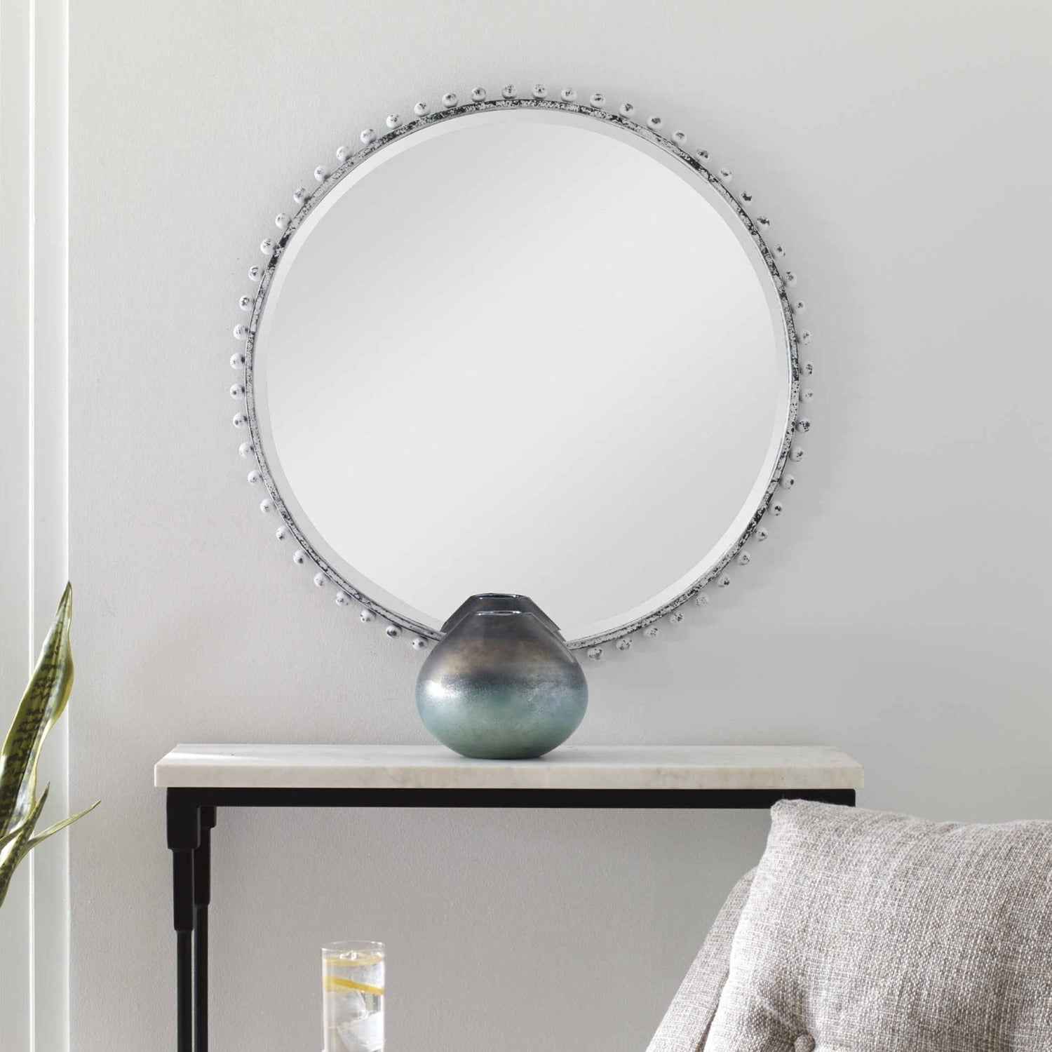 TAZA ROUND MIRROR: VINTAGE WHITE