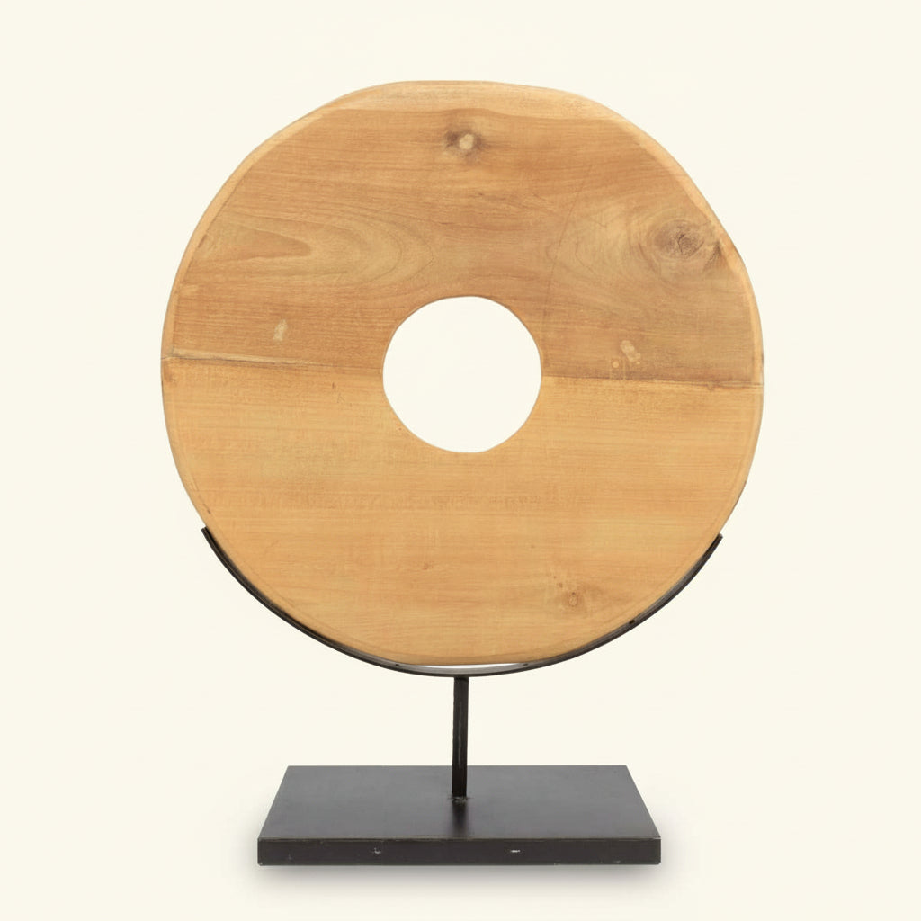 TEAK DISK ON STAND / NATURAL