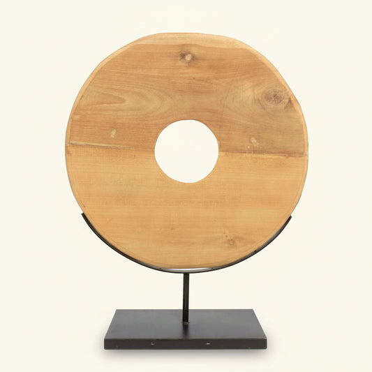 TEAK DISK ON STAND / NATURAL