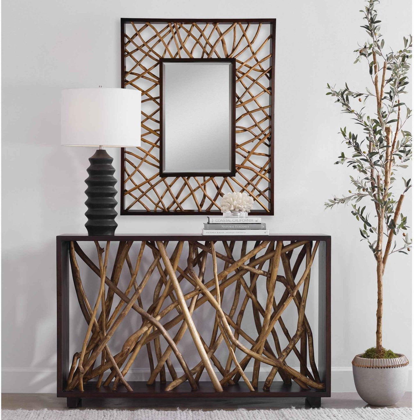 TEAK MAZE RECTANGLE MIRROR