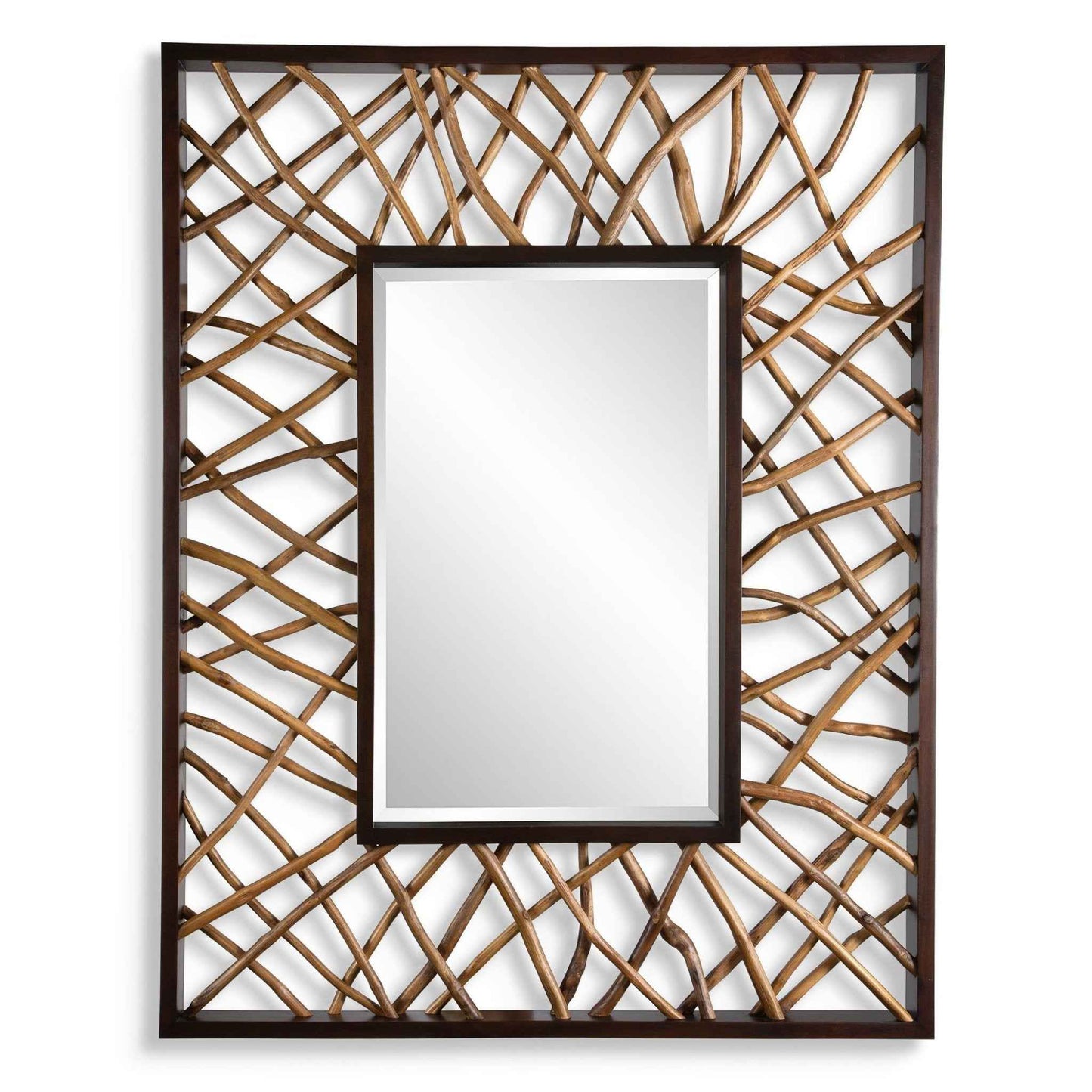 TEAK MAZE RECTANGLE MIRROR