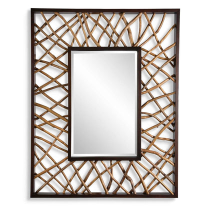 TEAK MAZE RECTANGLE MIRROR