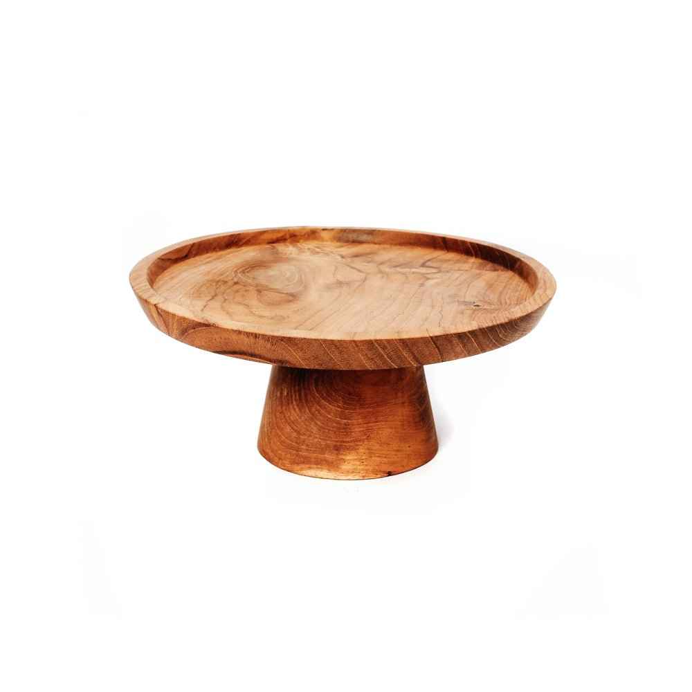 TEAK ROOT CAKE DISH / 3 SIZES