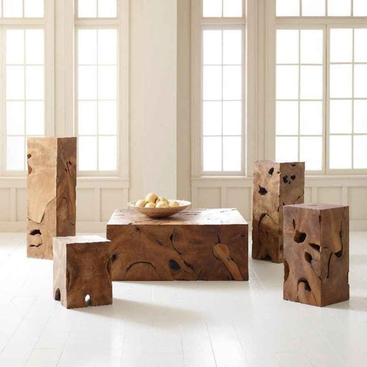 TEAK SLICE SQUARE COFFEE TABLE