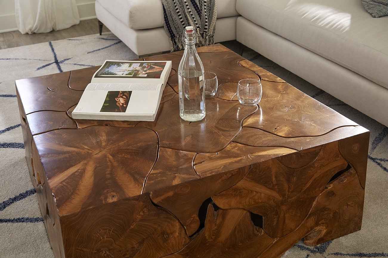 TEAK SLICE SQUARE COFFEE TABLE