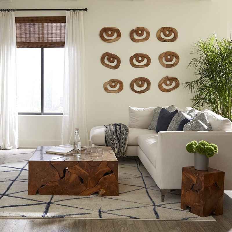 TEAK SLICE SQUARE COFFEE TABLE