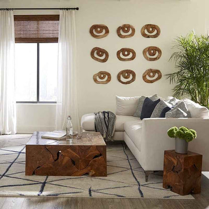 TEAK SLICE SQUARE COFFEE TABLE