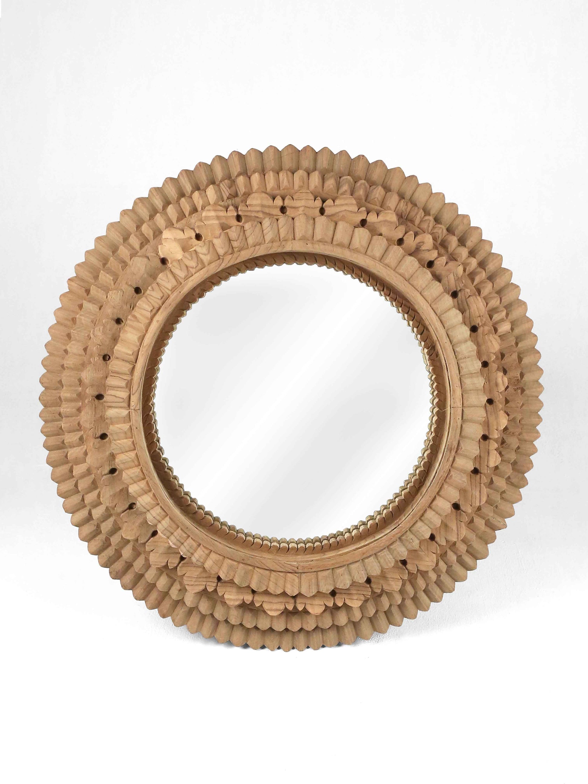 Carved Round Temple Mirror - Small