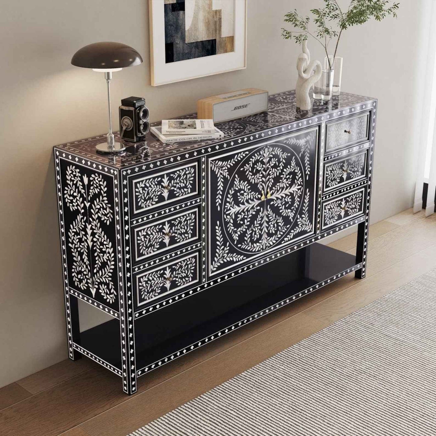 Hand Painted Sideboard Cabinet: Handmade Furniture, Living room