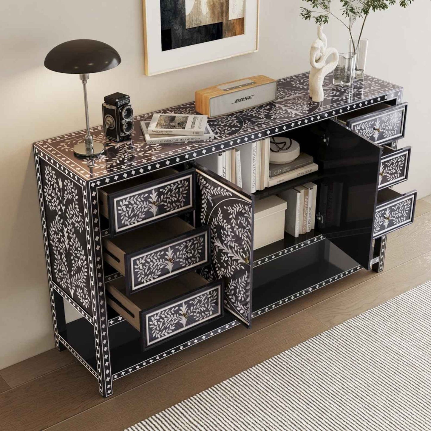 Hand Painted Sideboard Cabinet: Handmade Furniture, Living room