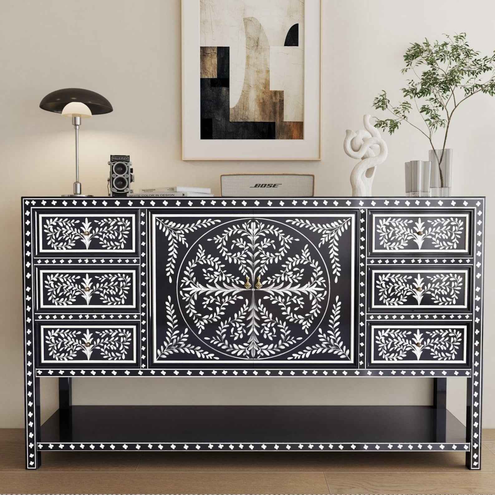 Hand Painted Sideboard Cabinet: Handmade Furniture, Living room